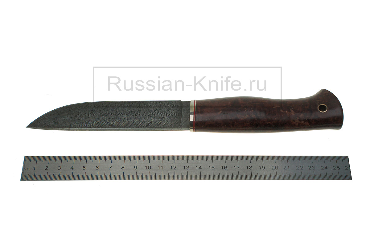 - Нож "85" (торцевой дамасск), стабилизированная береза