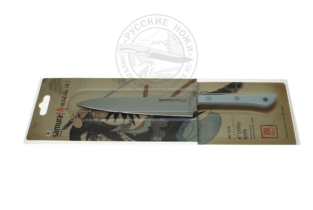 - Нож кухонный "Samura HARAKIRI" универсальный 150 мм, SHR-0023W/К, коррозионно-стойкая сталь, ABS пластик