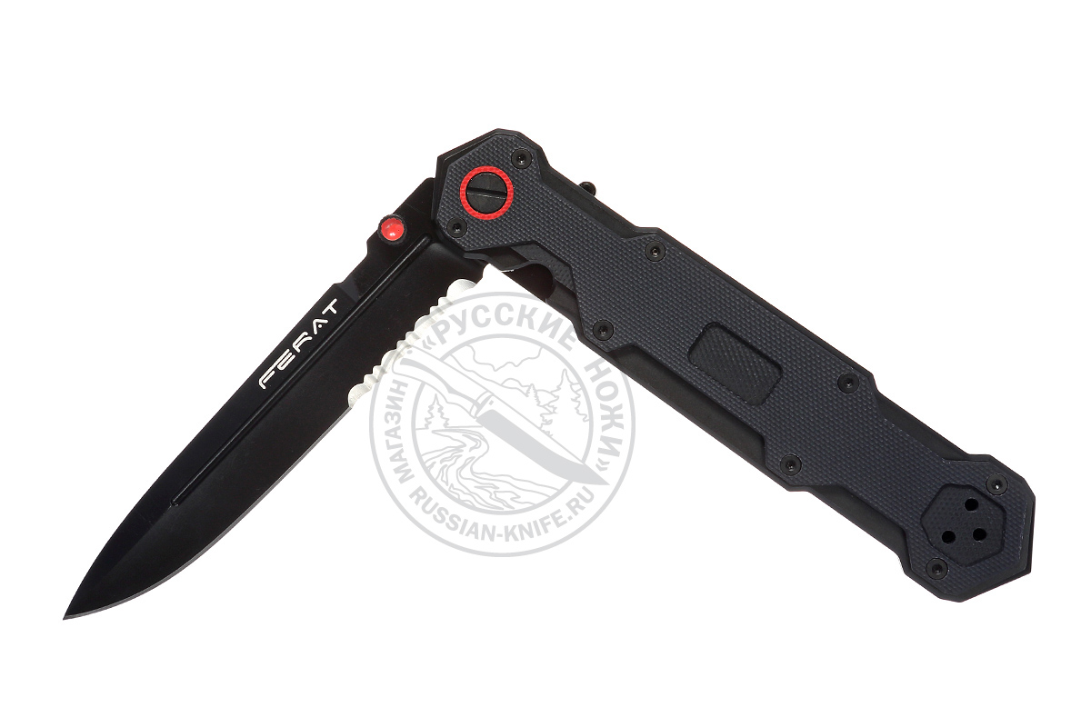 - Нож складной MR.BLADE, FERAT BLACK SERRATED (сталь D2)