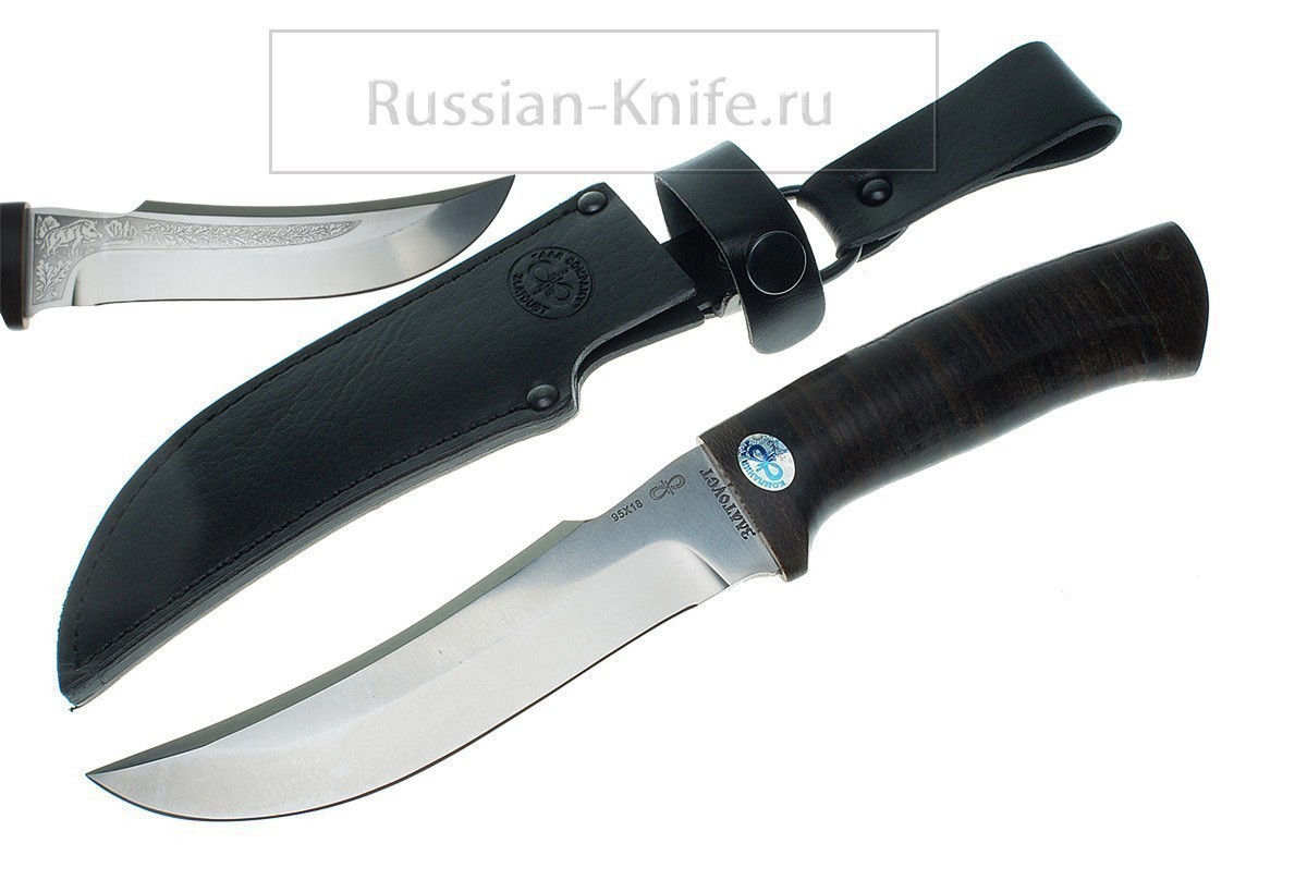 - Нож Клык (сталь 95х18), рукоять кожа, компания АИР