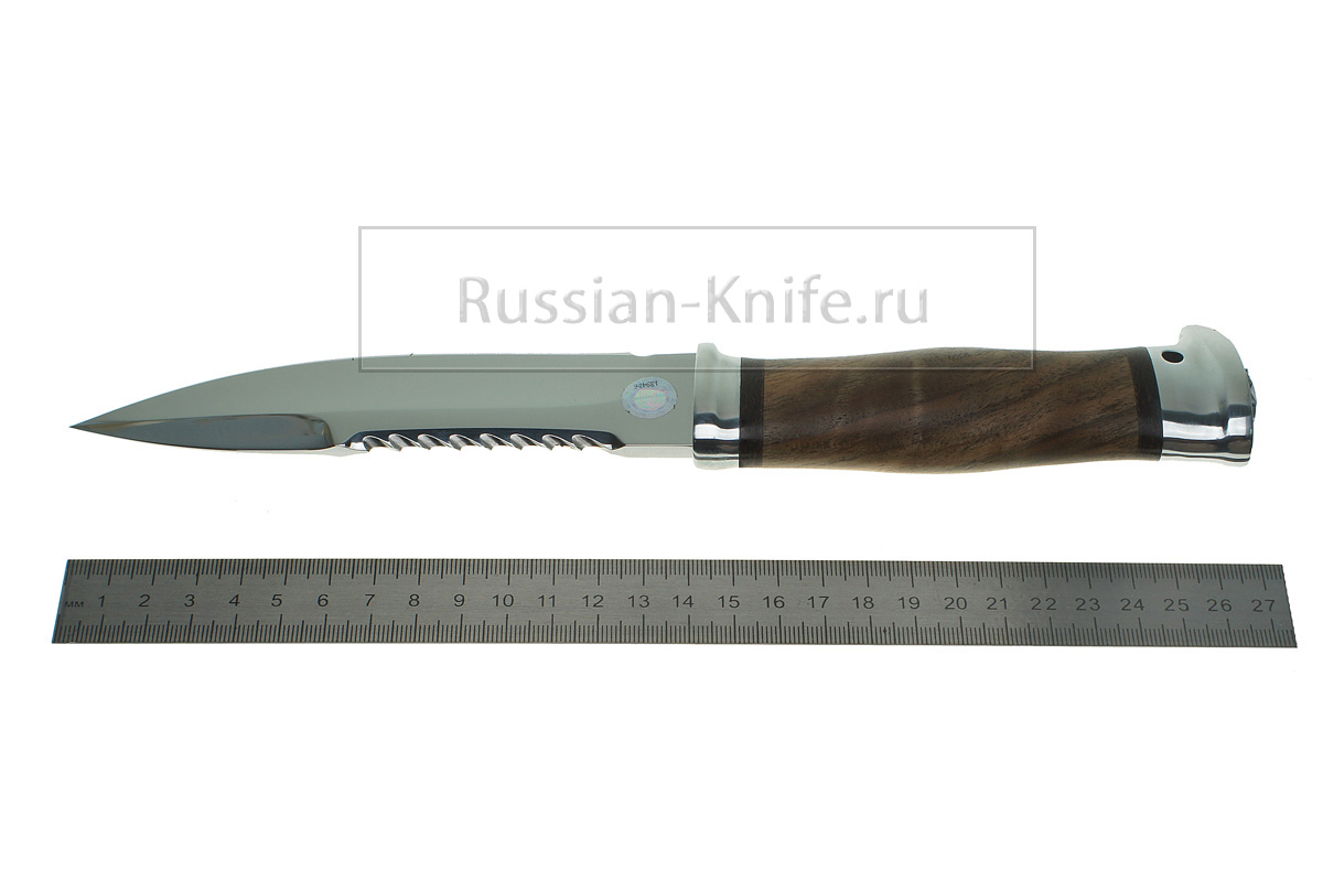 - Нож Спас-2, сталь ЭИ-107, алюминий+орех, РР 214