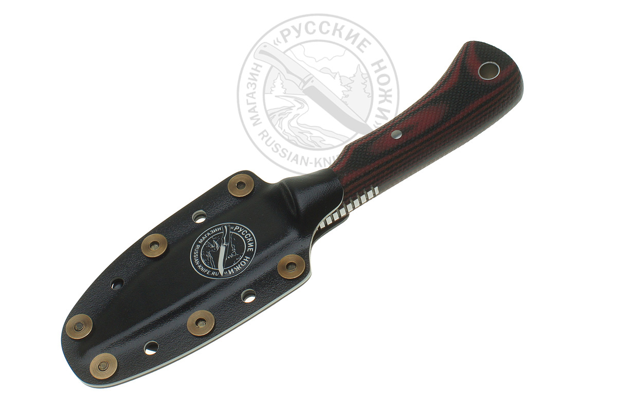 - Нож "Русский нож" малый, (сталь N690), микарта, ножны кайдекс