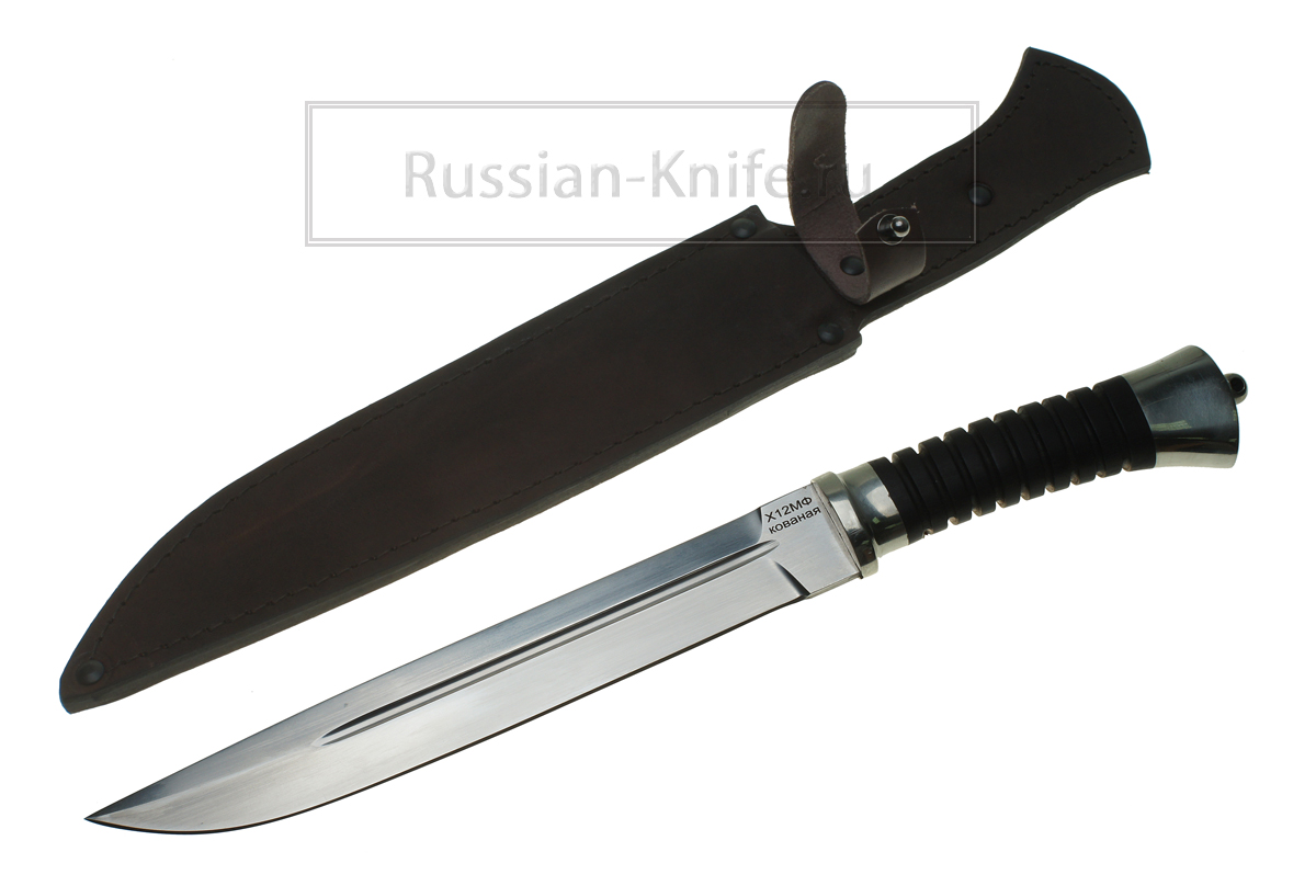 - Нож "Пластун" (сталь Х12МФ), рукоять - граб, мельхиор