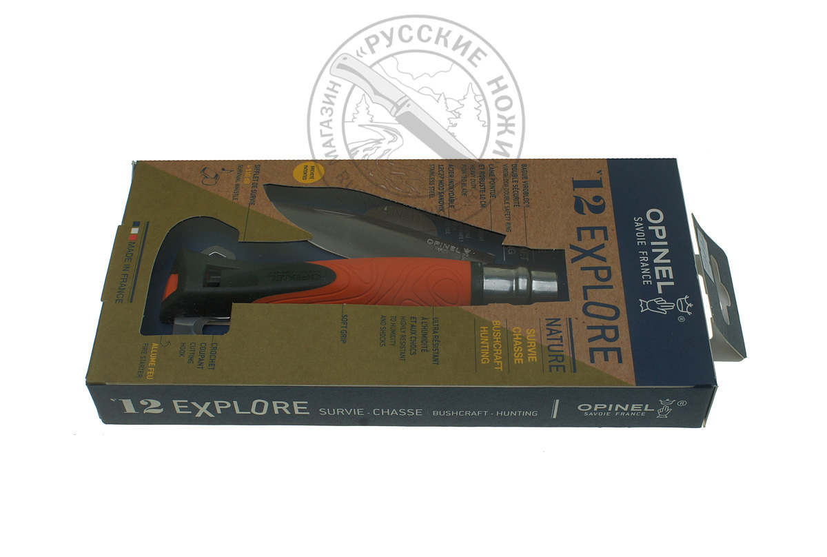 - Нож Opinel №12 Explore, #001974, (сталь Sandvik 12C27), оранжевый