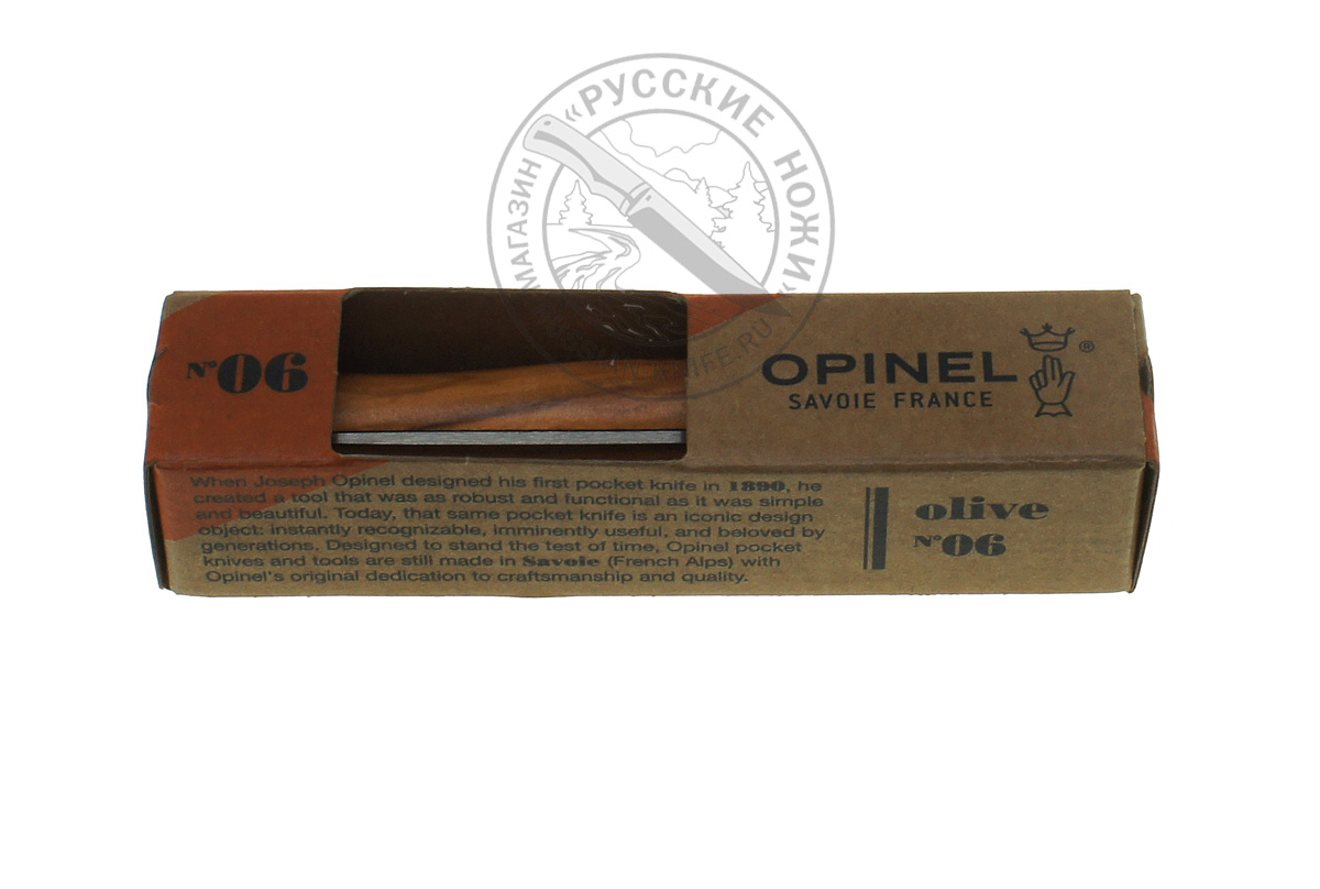 - Нож складной Opinel №6, #002023, нержавеющая сталь, рукоять из оливкового дерева в картонной коробке