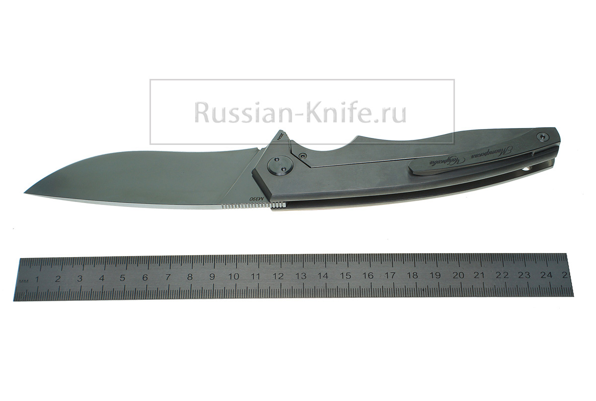 - Нож складной Касатка, А.Чебурков (сталь М390) карбон,титан