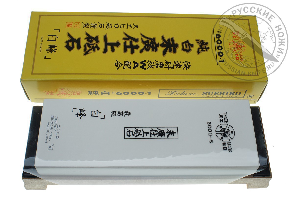 - Камень водный #6000  на подставке Suehiro 6000-1 hakuno , 206x73x23 мм