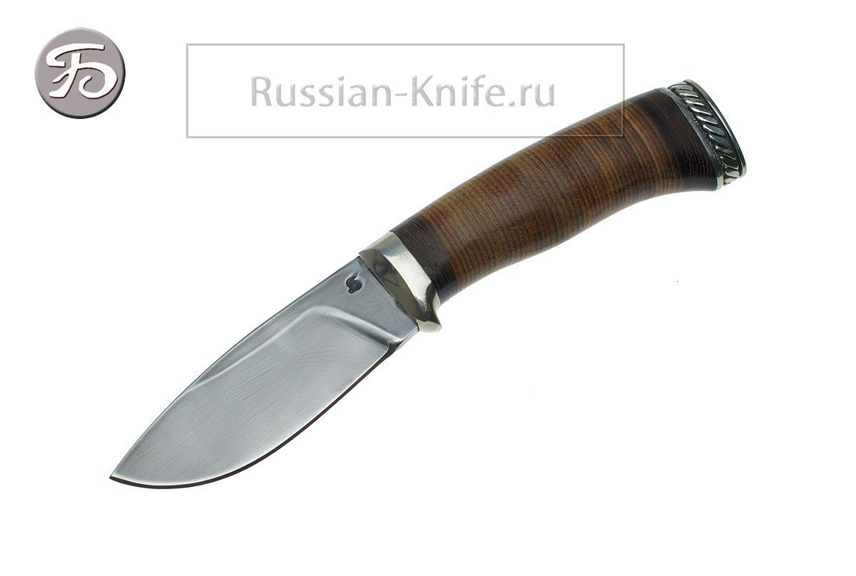 - Булатный нож Гриф, кожаная рукоять, скинер
