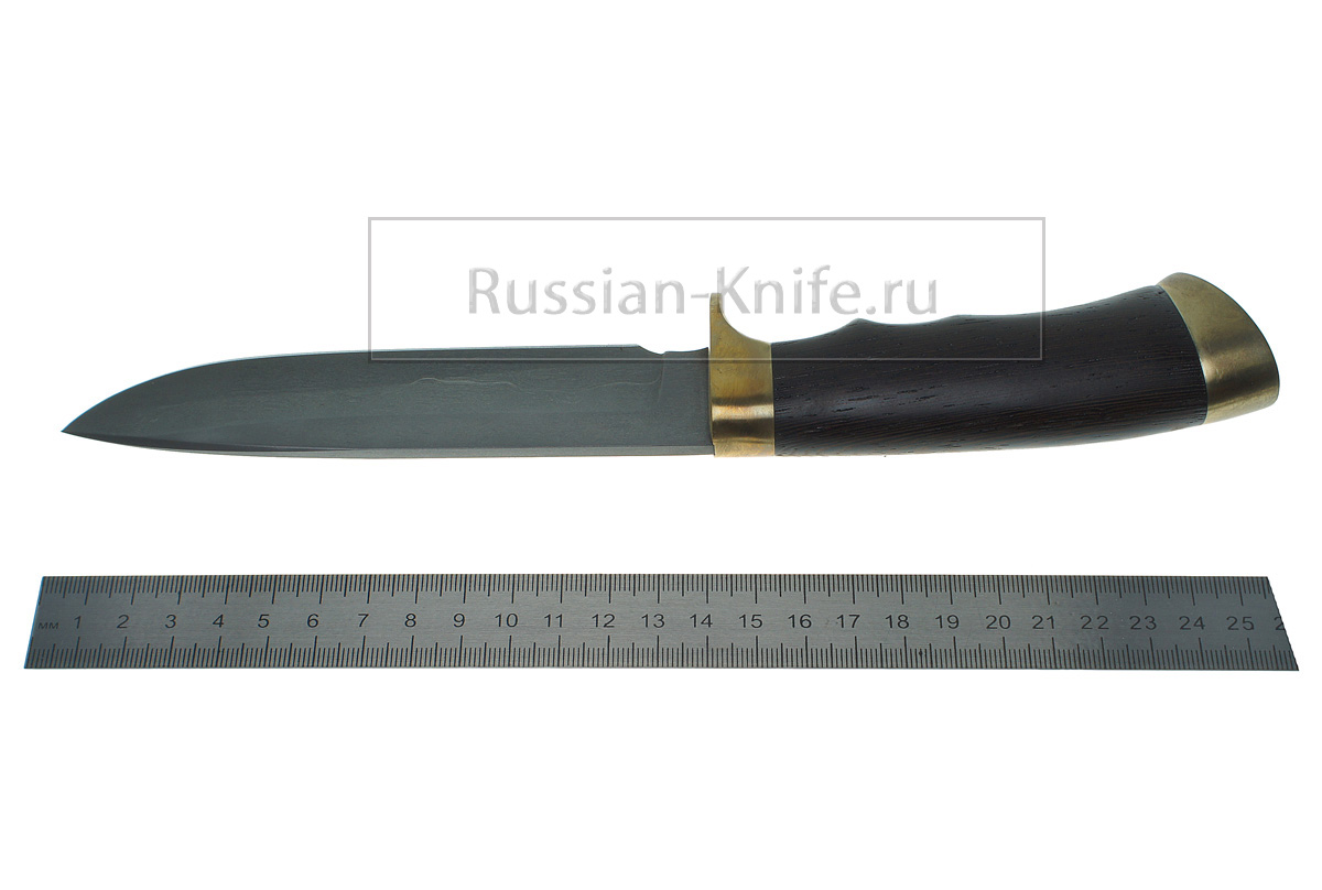 - Булатный нож 083, И.Пампуха (легированный булат), бронза